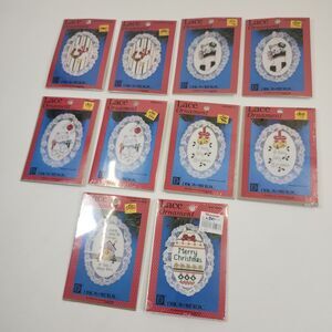 10 Designs for the Needle Counted Cross Stitch Lace Christmas Ornament Kits VTG